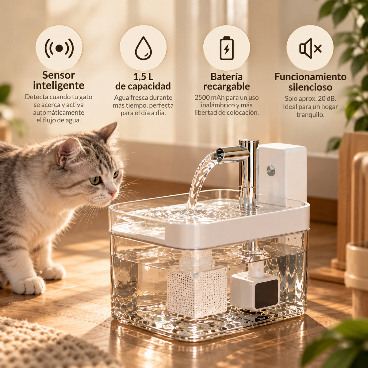 Relvoa AquaSense — Fuente Inteligente para Gatos