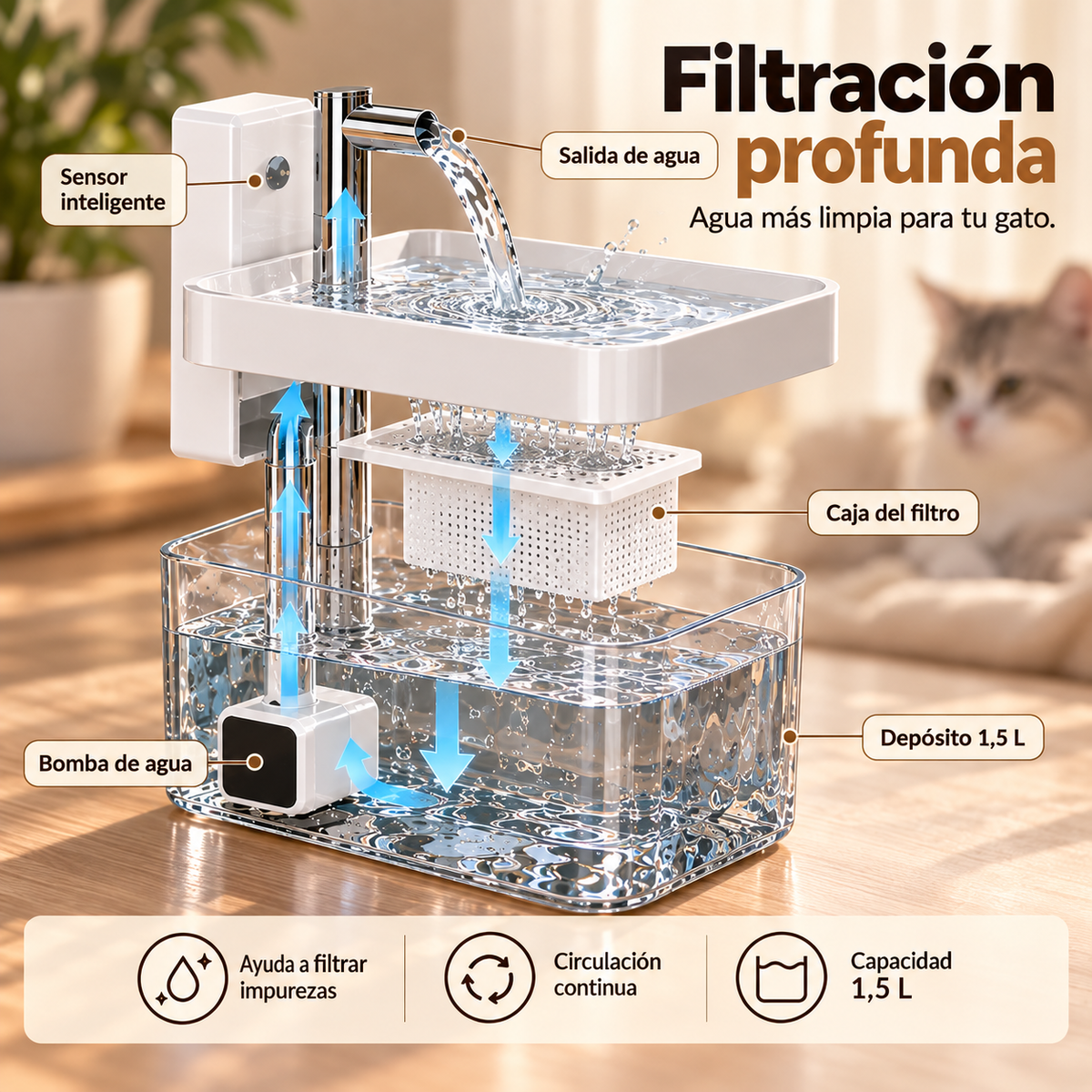 Relvoa AquaSense — Fuente Inteligente para Gatos